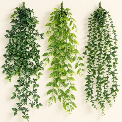 AOAAK Faux Hanging Plant Vines — 3 Styles — three available faux vine styles, no pots included