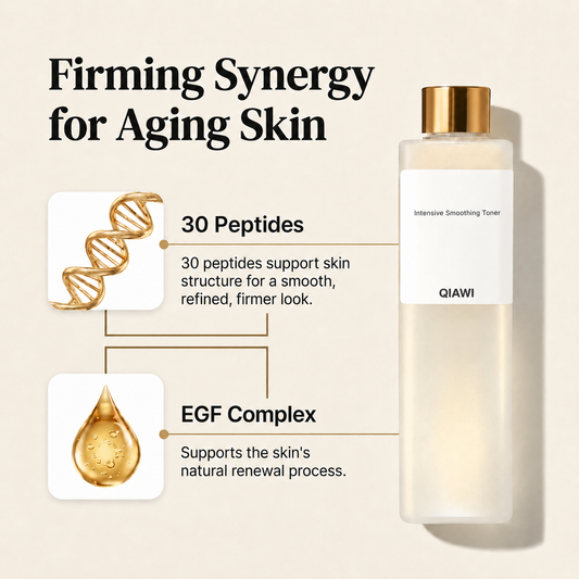 QIAWI® Silky Hydration Firming Toner — Firming synergy for aging skin with 30 Peptides and EGF Complex